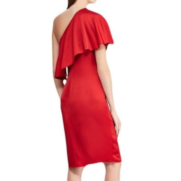 NWT Ralph Lauren One Shoulder Ruffle Cocktail - Picture 3 of 3
